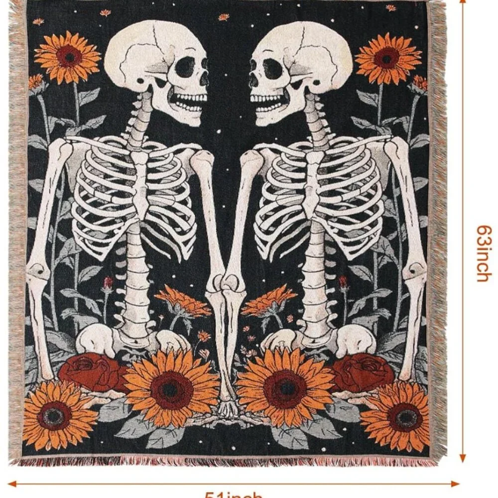 Vintage Skeleton in Love Halloween Blanket Sofa Throw
